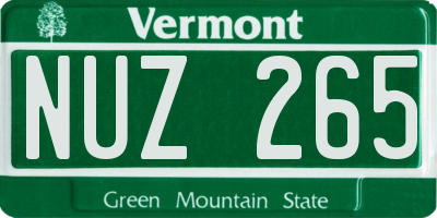 VT license plate NUZ265