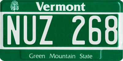 VT license plate NUZ268