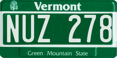 VT license plate NUZ278