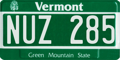 VT license plate NUZ285