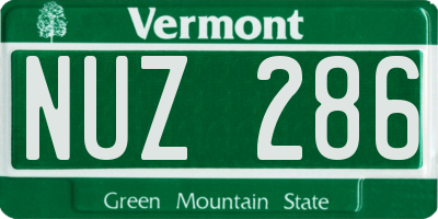 VT license plate NUZ286