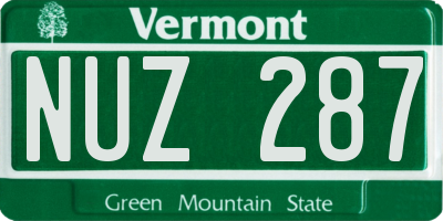 VT license plate NUZ287