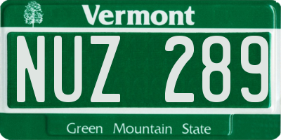 VT license plate NUZ289
