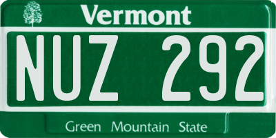 VT license plate NUZ292