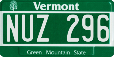 VT license plate NUZ296