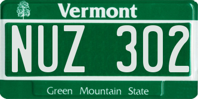 VT license plate NUZ302
