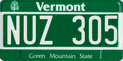 VT license plate NUZ305