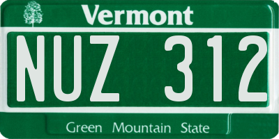 VT license plate NUZ312