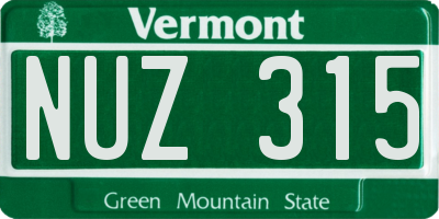 VT license plate NUZ315