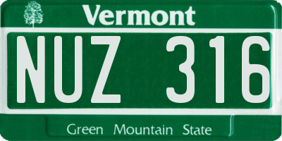 VT license plate NUZ316