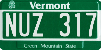 VT license plate NUZ317