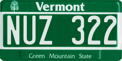 VT license plate NUZ322