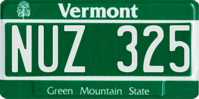 VT license plate NUZ325