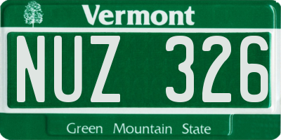 VT license plate NUZ326