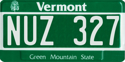 VT license plate NUZ327