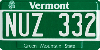 VT license plate NUZ332