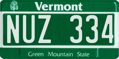 VT license plate NUZ334