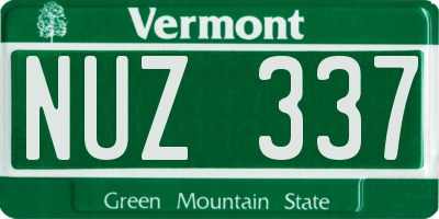 VT license plate NUZ337