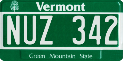 VT license plate NUZ342