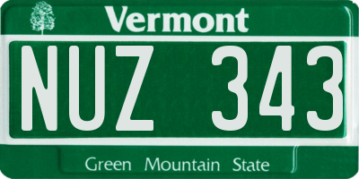 VT license plate NUZ343