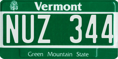 VT license plate NUZ344