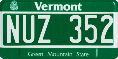 VT license plate NUZ352