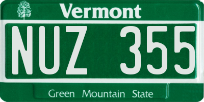 VT license plate NUZ355