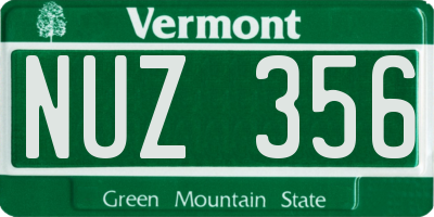 VT license plate NUZ356