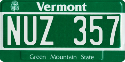 VT license plate NUZ357