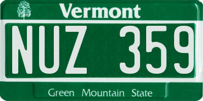 VT license plate NUZ359