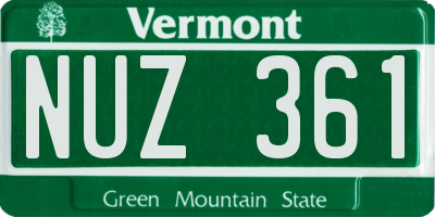 VT license plate NUZ361