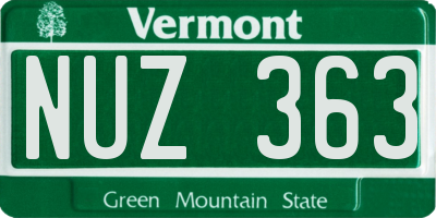 VT license plate NUZ363
