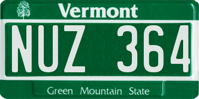 VT license plate NUZ364
