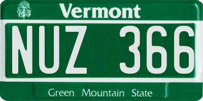 VT license plate NUZ366