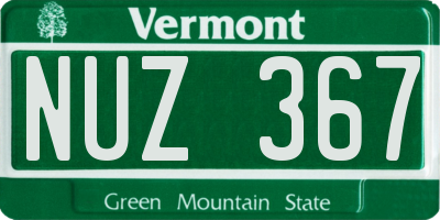 VT license plate NUZ367