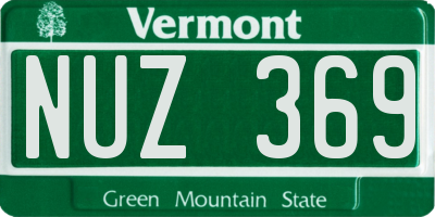 VT license plate NUZ369