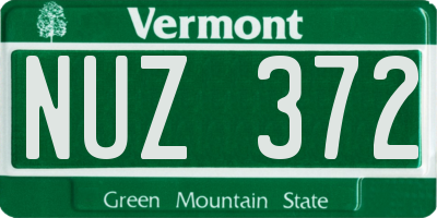 VT license plate NUZ372