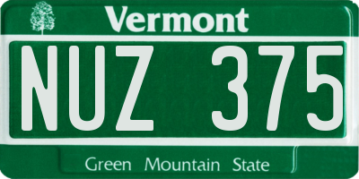 VT license plate NUZ375