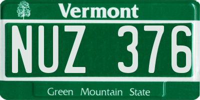 VT license plate NUZ376
