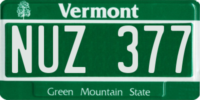 VT license plate NUZ377