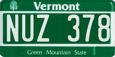 VT license plate NUZ378