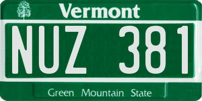 VT license plate NUZ381