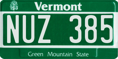 VT license plate NUZ385
