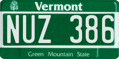 VT license plate NUZ386
