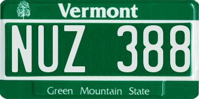 VT license plate NUZ388