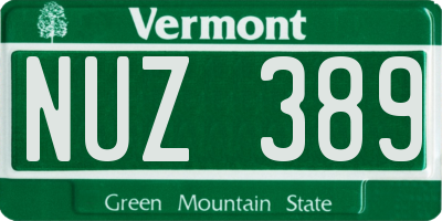 VT license plate NUZ389
