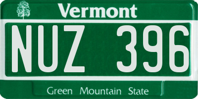 VT license plate NUZ396