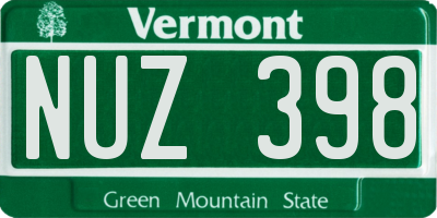 VT license plate NUZ398