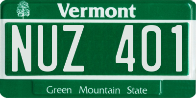 VT license plate NUZ401