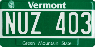 VT license plate NUZ403